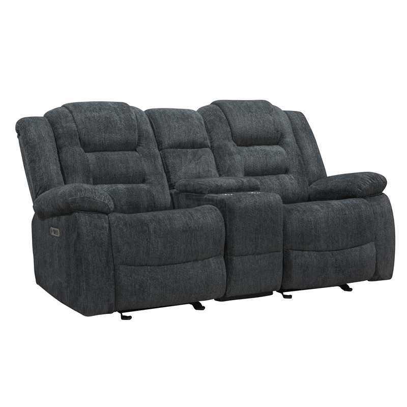 Pemberly Row Misty Storm Manual Glider Reclining Sofa Loveseat Recliner