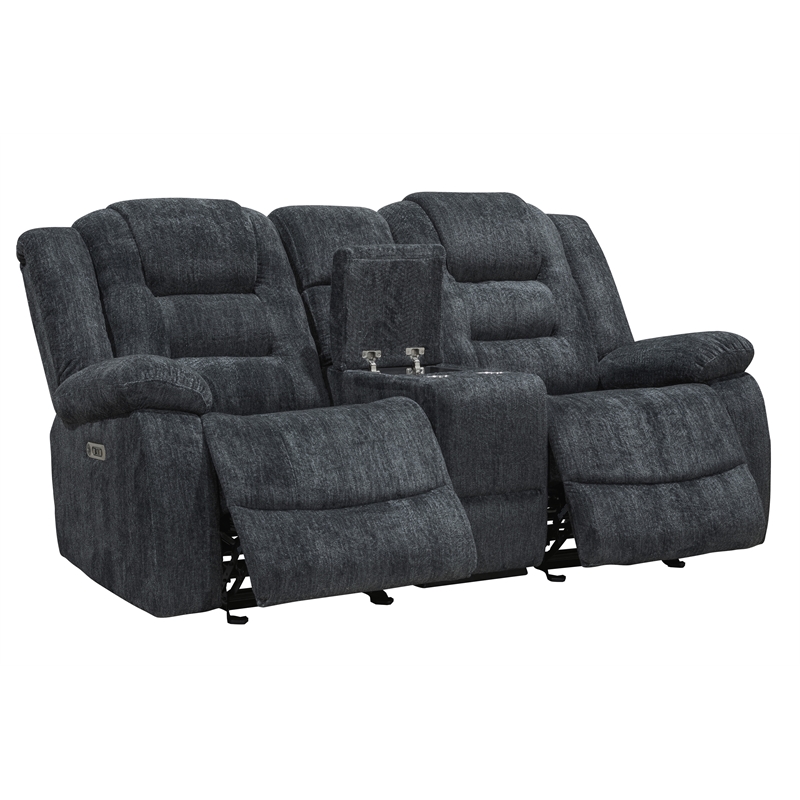 Pemberly Row Misty Storm Manual Glider Reclining Sofa Loveseat Recliner
