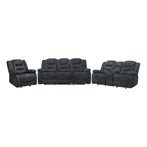 Pemberly Row Misty Storm Manual Glider Reclining Sofa Loveseat Recliner