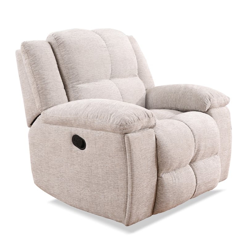 Pemberly Row Opal Taupe Manual Reclining Sofa Loveseat and Recliner