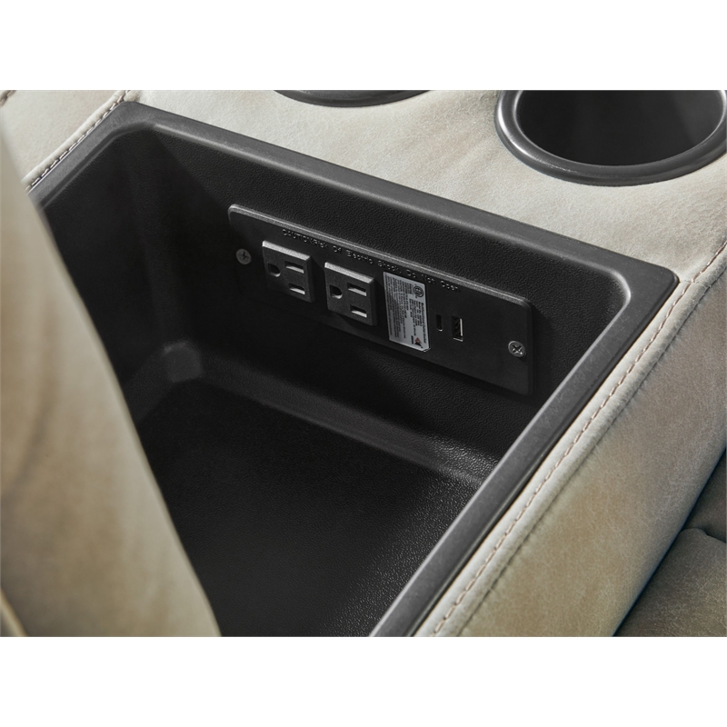 Pemberly Row Tahoe Fog 6 Piece Power Sectional with Adjustable Headrests