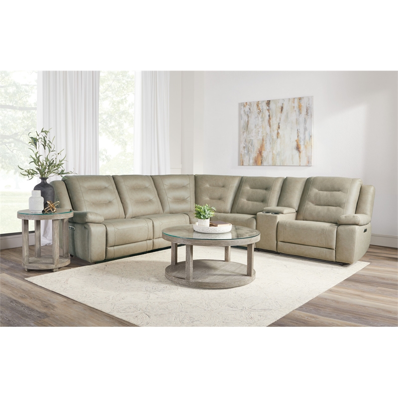 Pemberly Row Tahoe Fog 6 Piece Power Sectional with Adjustable Headrests
