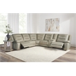 Pemberly Row Tahoe Fog 6 Piece Power Sectional with Adjustable Headrests