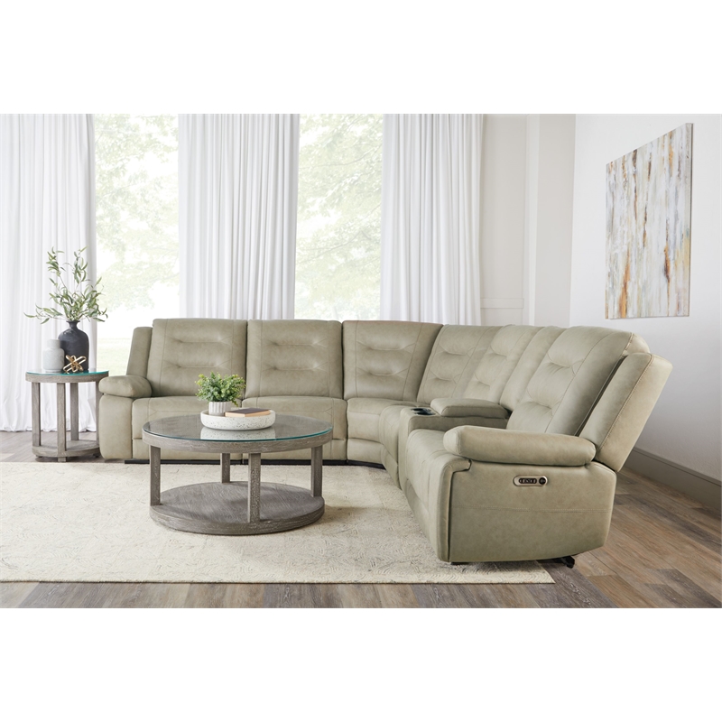 Pemberly Row Tahoe Fog 6 Piece Power Sectional with Adjustable Headrests