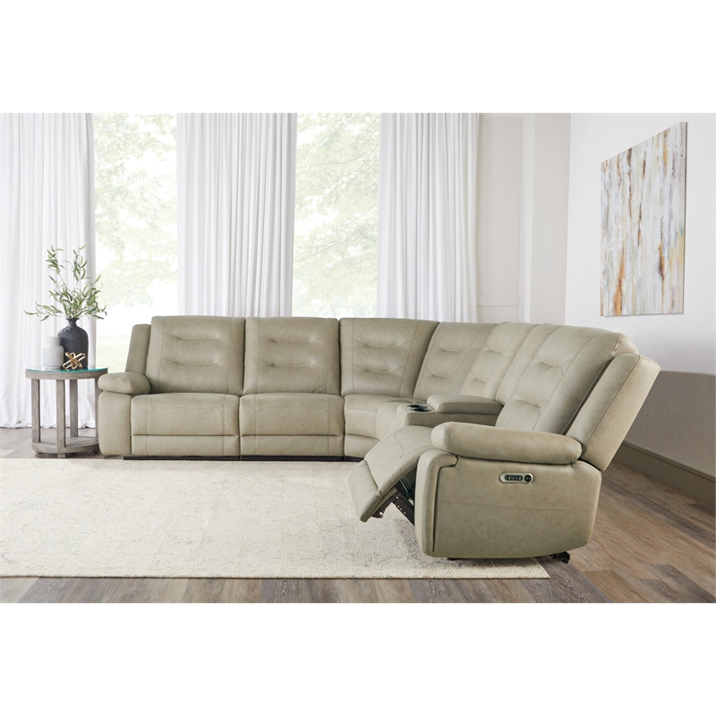 Pemberly Row Tahoe Fog 6 Piece Power Sectional with Adjustable Headrests