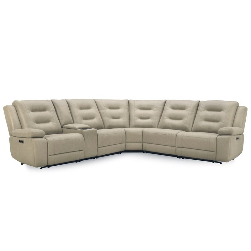 Pemberly Row Tahoe Fog 6 Piece Power Sectional with Adjustable Headrests