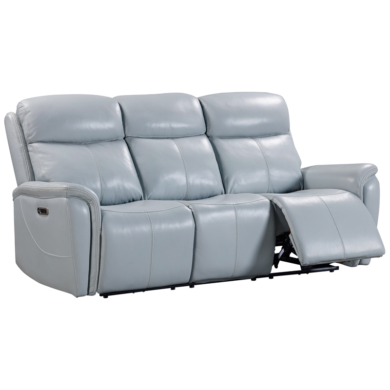Pemberly Row Seamist Grey Power Reclining Sofa Loveseat and Recliner