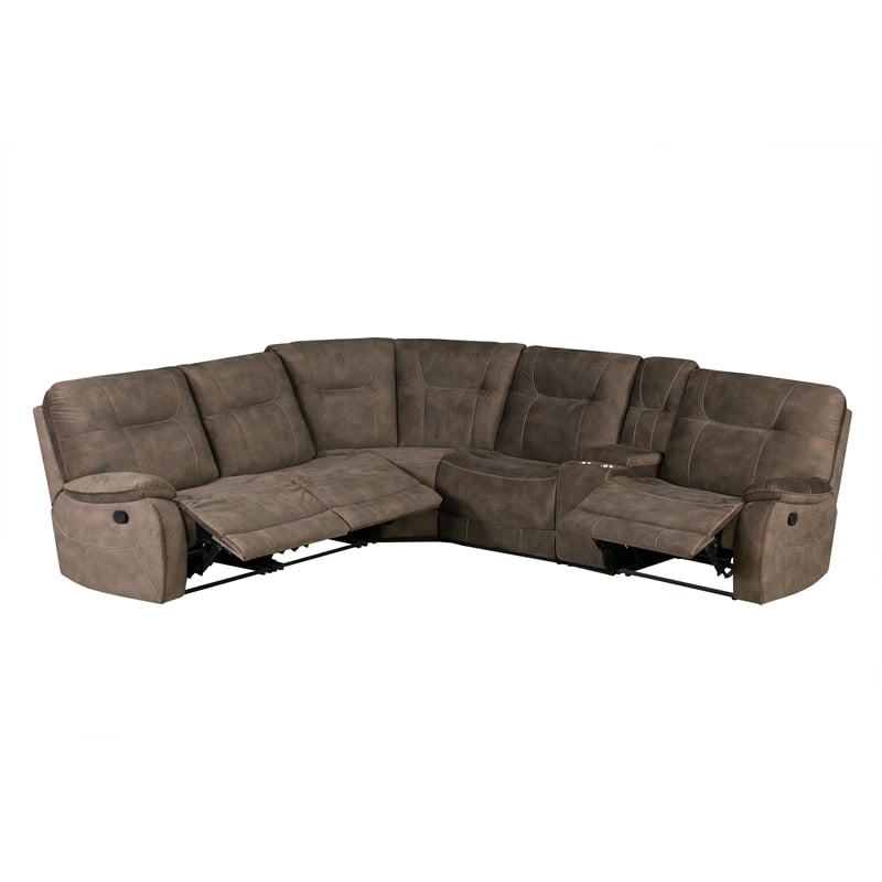 Pemberly Row Shadow Brown 6 Piece Modular Manual Reclining Sectional