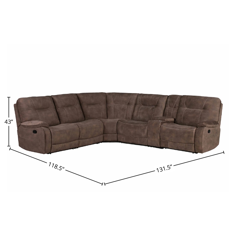 Pemberly Row Shadow Brown 6 Piece Modular Manual Reclining Sectional