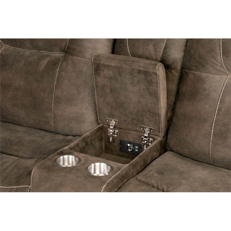 Pemberly Row Shadow Brown 6 Piece Modular Manual Reclining Sectional