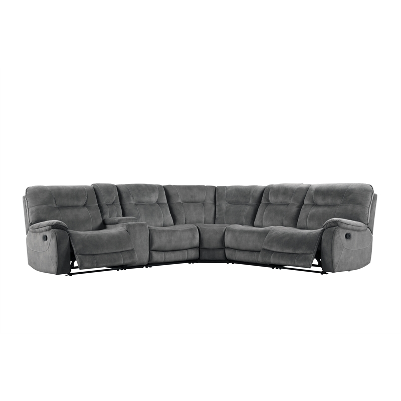 Pemberly Row Shadow Grey 6 Piece Modular Manual Reclining Sectional
