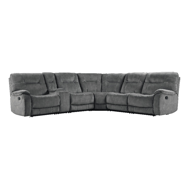 Pemberly Row Shadow Grey 6 Piece Modular Manual Reclining Sectional