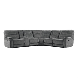 Pemberly Row Shadow Grey 6 Piece Modular Manual Reclining Sectional