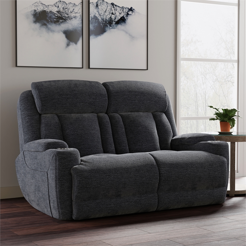 Pemberly Row Charcoal Power Reclining Sofa Loveseat and Recliner
