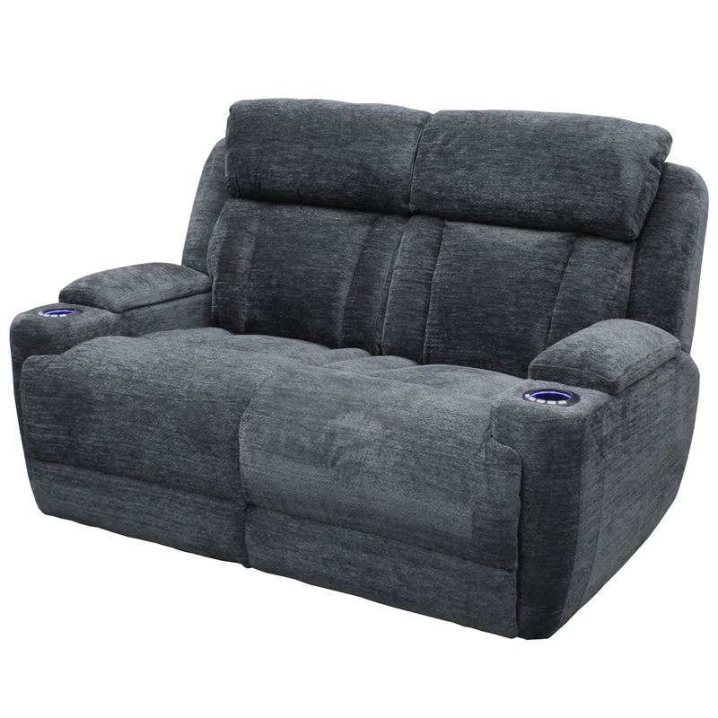 Pemberly Row Charcoal Power Reclining Sofa Loveseat and Recliner