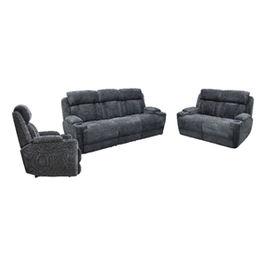 Pemberly Row Charcoal Power Reclining Sofa Loveseat and Recliner