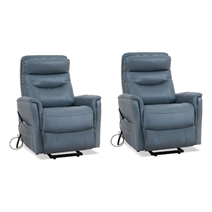 Pemberly Row Softy Azure Articulating Headrest Power Lift Recliner 2Pack