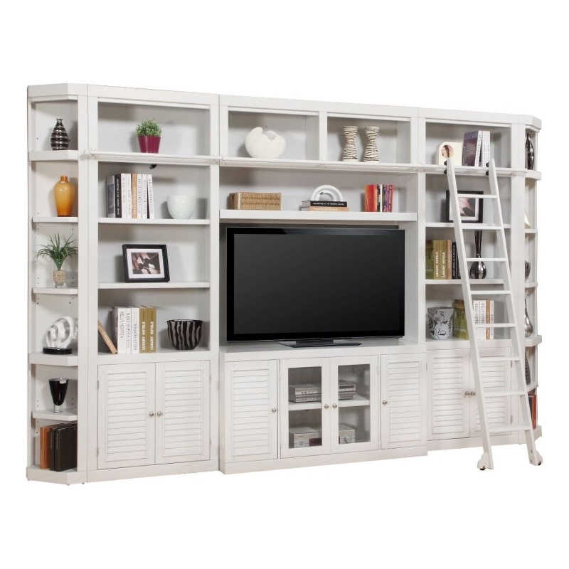 Pemberly Row 7 Piece Entertainment Wall with Corner Bookcases