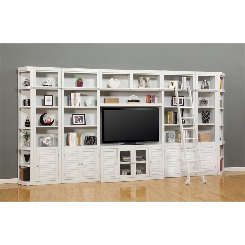 Pemberly Row 9 Piece Entertainment Wall with Corner Bookcases