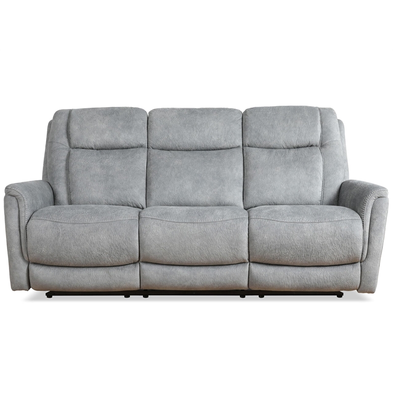 Pemberly Row Hudson Grey Power Reclining Sofa Loveseat and Recliner