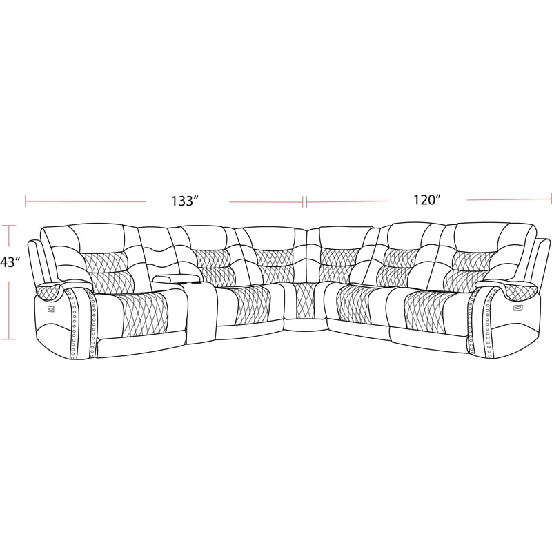 Pemberly Row Stallion 6PC Power Reclining Sectional with Drop Down Table