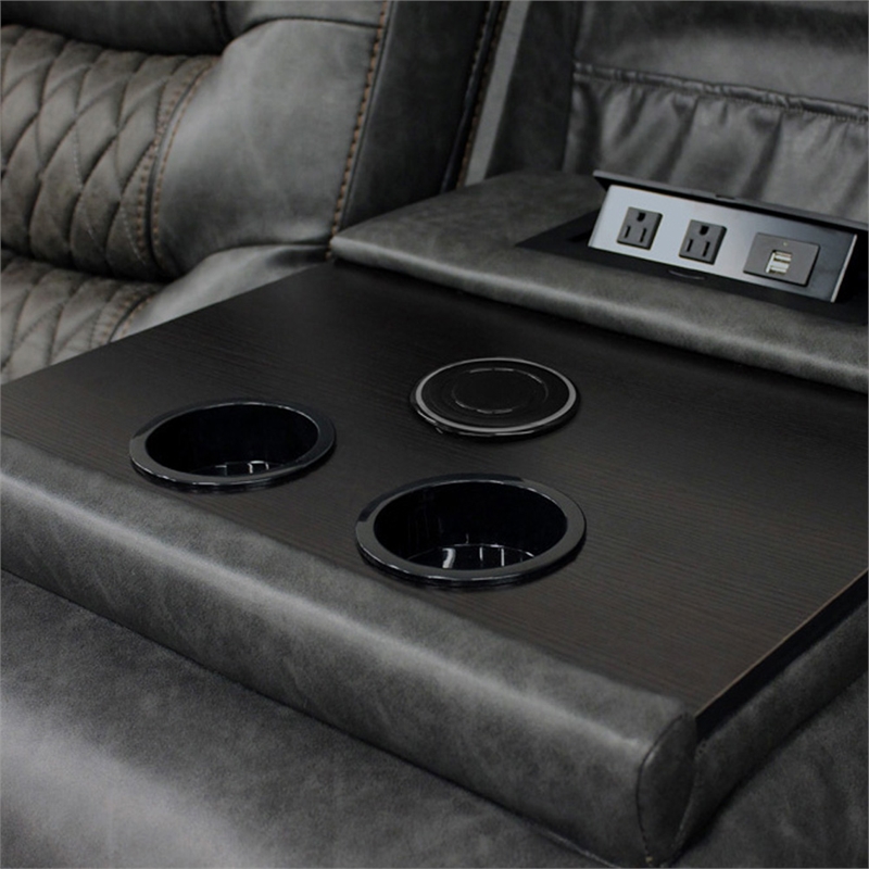 Pemberly Row Stallion 6PC Power Reclining Sectional with Drop Down Table