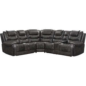 Pemberly Row Stallion 6PC Power Reclining Sectional with Drop Down Table