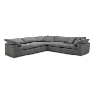 Pemberly Row 5 Piece Modular Fabric Upholstered Sectional in Mathis Thunder