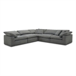 Pemberly Row 5 Piece Modular Fabric Upholstered Sectional in Mathis Thunder