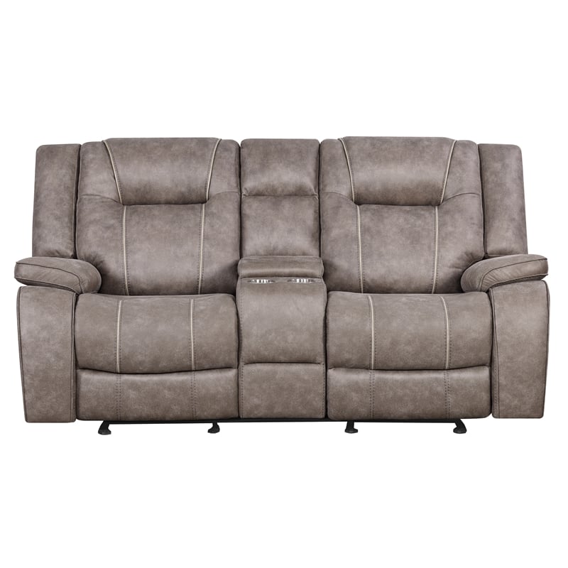 Pemberly Row Desert Taupe Manual Reclining Sofa Loveseat and Recliner