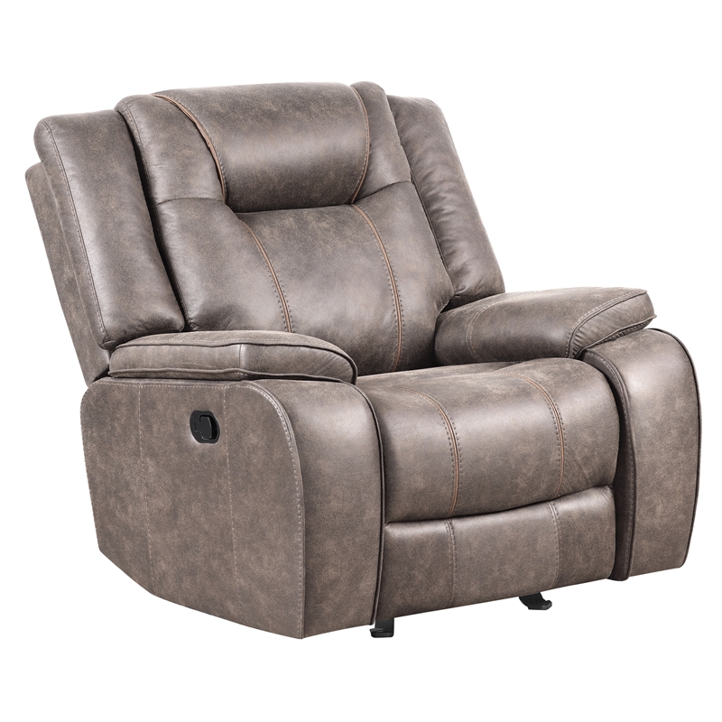 Pemberly Row Desert Taupe Manual Reclining Sofa Loveseat and Recliner