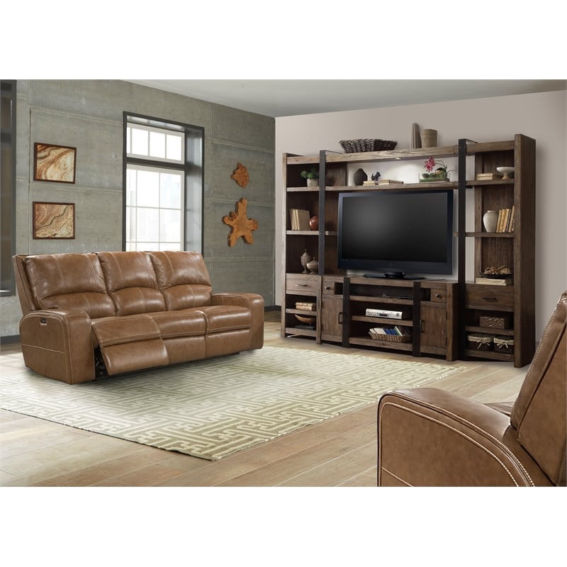 Pemberly Row Bourbon Power Reclining Sofa Loveseat and Recliner