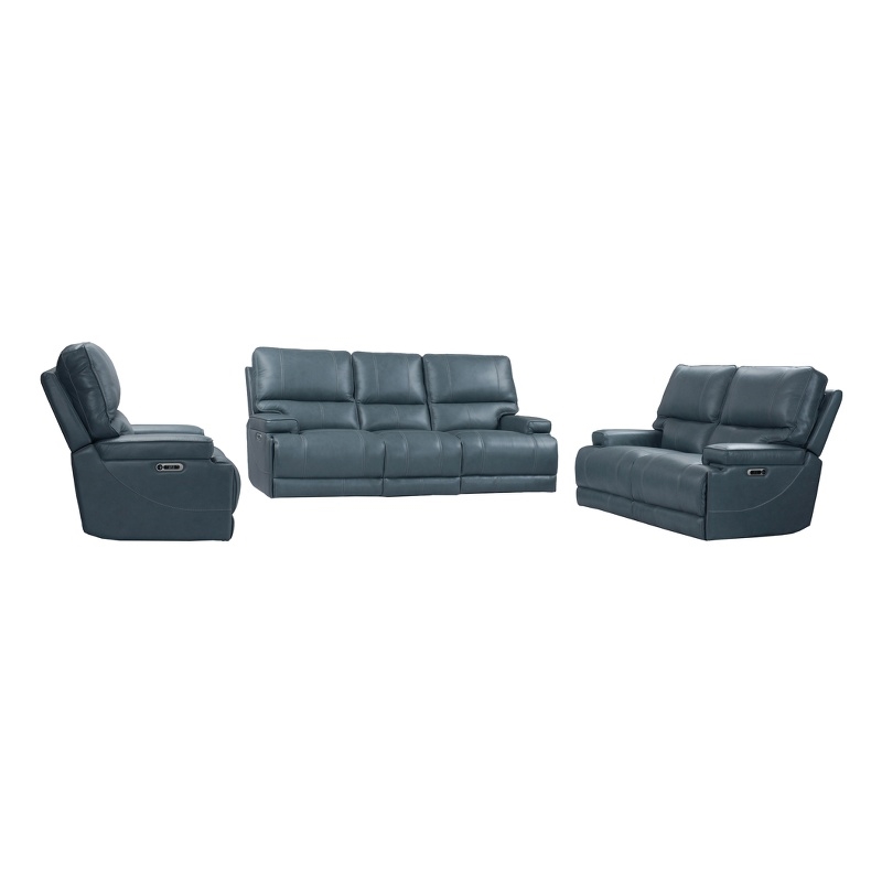 Pemberly Row Azure Power Reclining Sofa Loveseat and Recliner