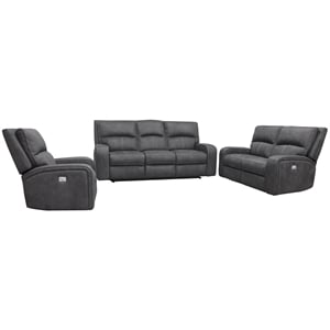 Pemberly Row Slate Power Reclining Sofa Loveseat and Recliner