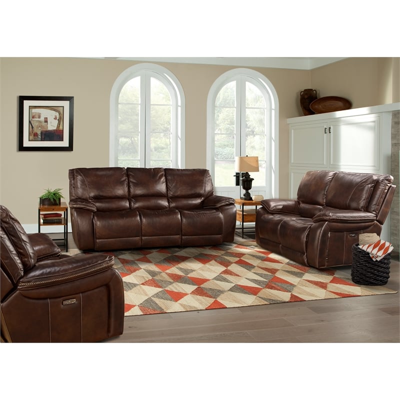 Pemberly Row Burnt Sienna Power Reclining Sofa Loveseat and Recliner