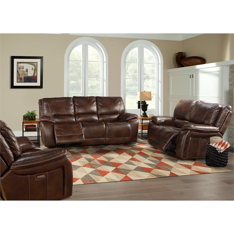 Pemberly Row Burnt Sienna Power Reclining Sofa Loveseat and Recliner