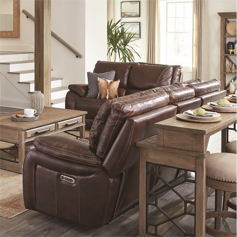Pemberly Row Burnt Sienna Power Reclining Sofa Loveseat and Recliner