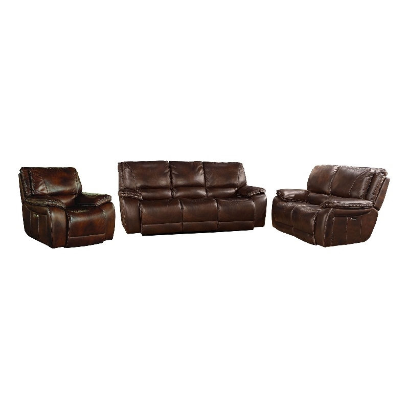 Pemberly Row Burnt Sienna Power Reclining Sofa Loveseat and Recliner