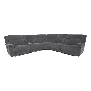 Pemberly Row Bristol Grey 6PC Power Adj. Headrests Reclining Sectional