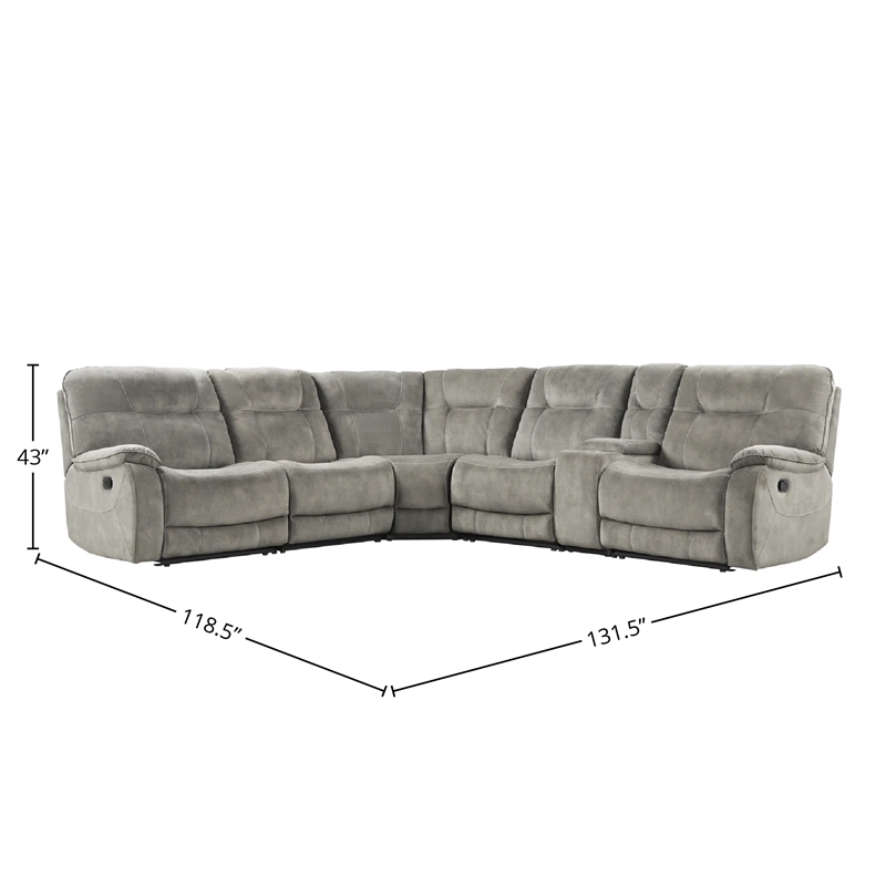 Pemberly Row Shadow Natural 6 Piece Modular Manual Reclining Sectional
