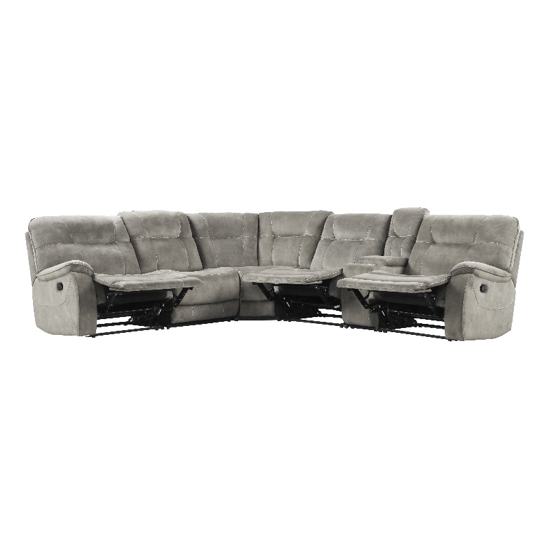 Pemberly Row Shadow Natural 6 Piece Modular Manual Reclining Sectional