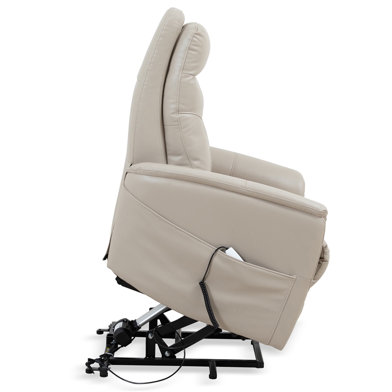 Pemberly Row Softy Ivory Articulating Headrest Power Lift Recliner 2Pack