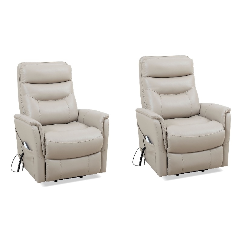 Pemberly Row Softy Ivory Articulating Headrest Power Lift Recliner 2Pack