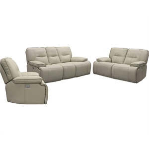 Pemberly Row Oyster Power Reclining Sofa Loveseat and Recliner