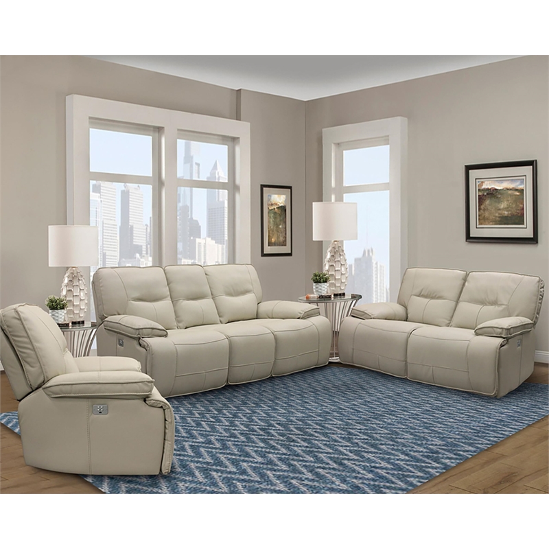 Pemberly Row Oyster Power Reclining Sofa Loveseat and Recliner