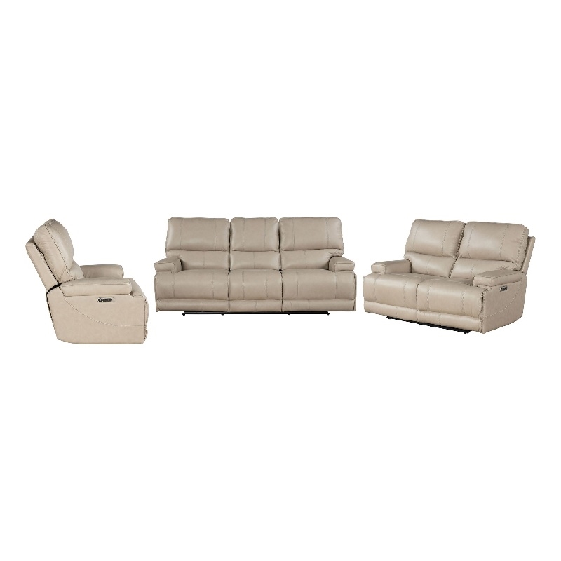 Pemberly Row Linen Power Reclining Sofa Loveseat and Recliner