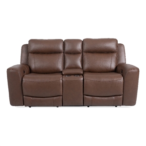 Pemberly Row Autumn Umber Power Reclining Console Loveseat P2