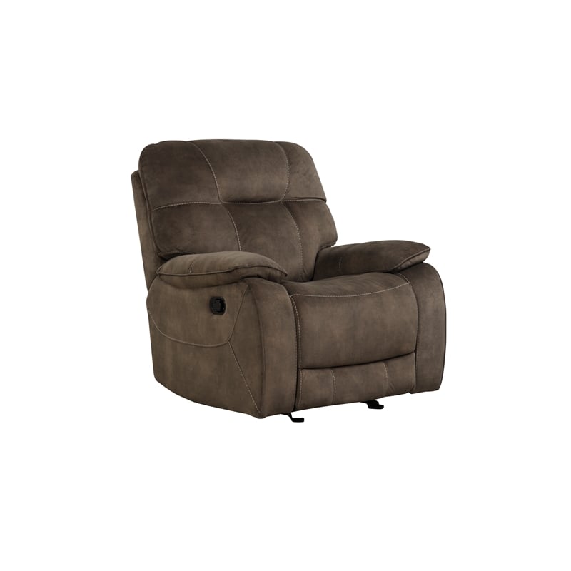 Pemberly Row Shadow Brown Manual Reclining Sofa and Recliner