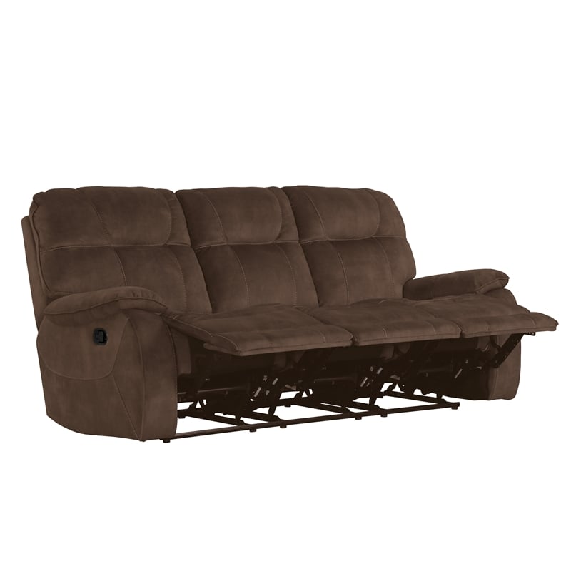 Pemberly Row Shadow Brown Manual Reclining Sofa and Loveseat