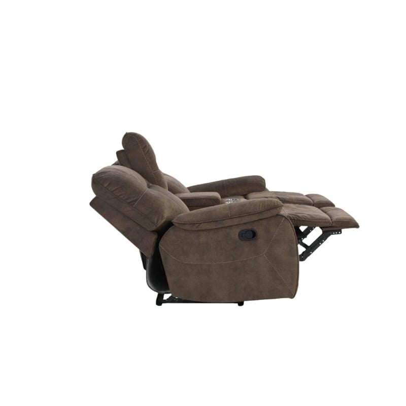 Pemberly Row Shadow Brown Manual Reclining Sofa and Loveseat